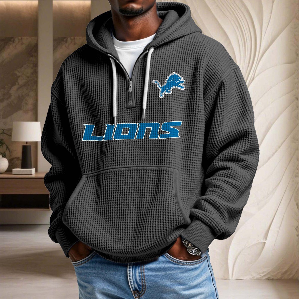 Detroit Lions Waffelstrick-Hoodie – Bild 2