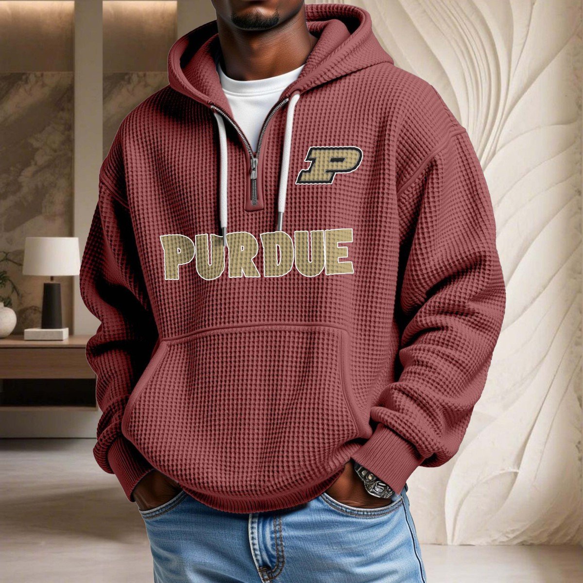Purdue Boilermakers Waffelstrick-Hoodie – Bild 4