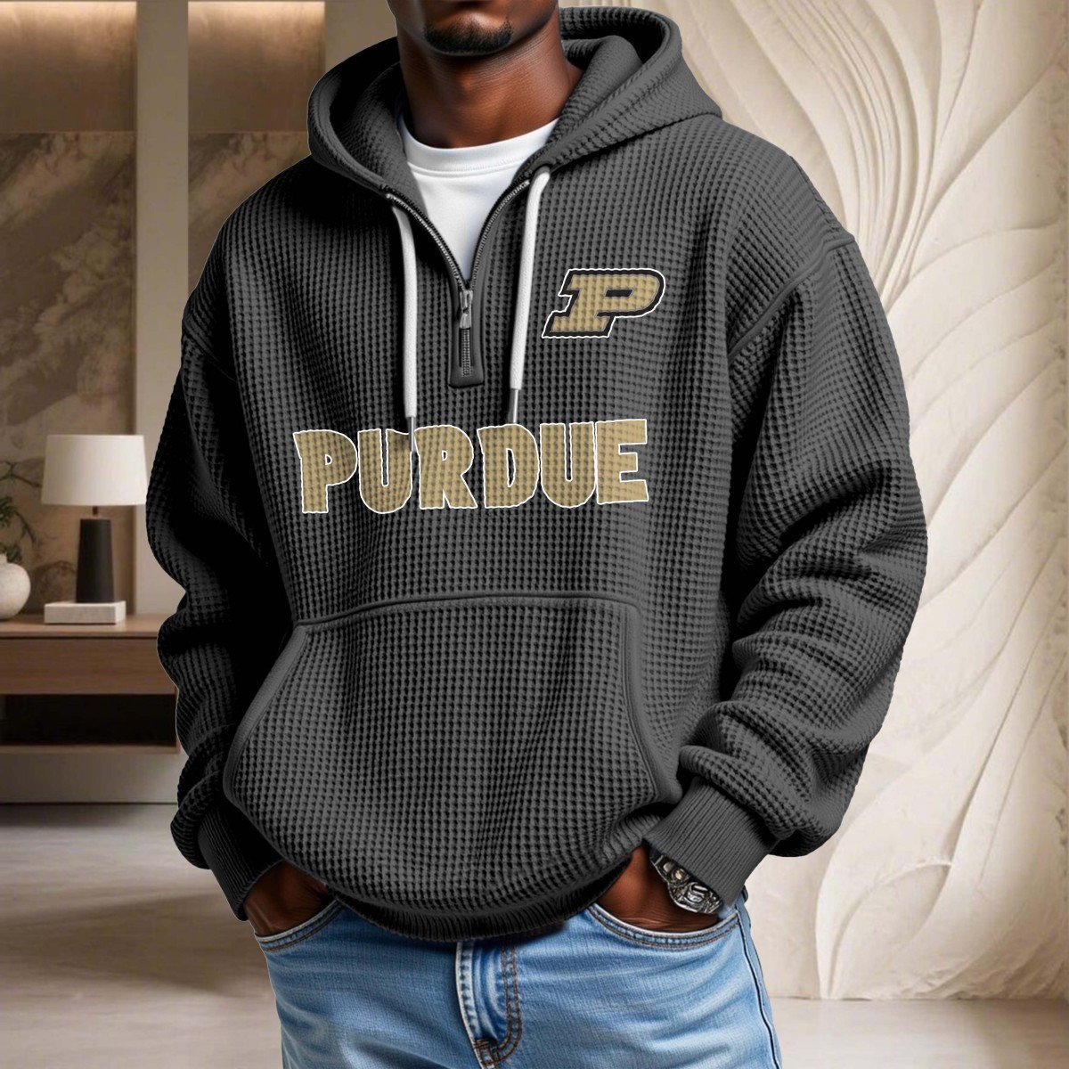 Purdue Boilermakers Waffelstrick-Hoodie – Bild 2