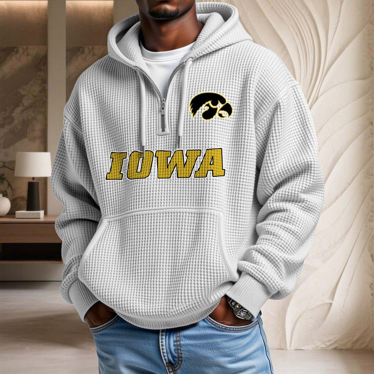 Iowa Hawkeyes Waffelstrick-Hoodie