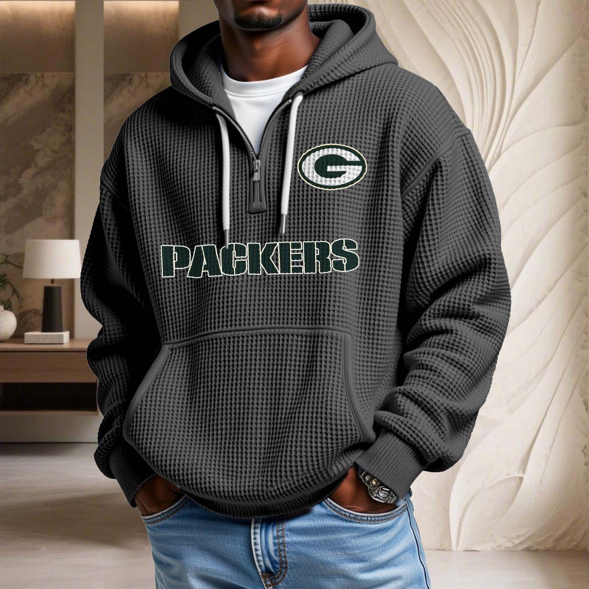 Green Bay Packers Waffelstrick-Hoodie – Bild 2