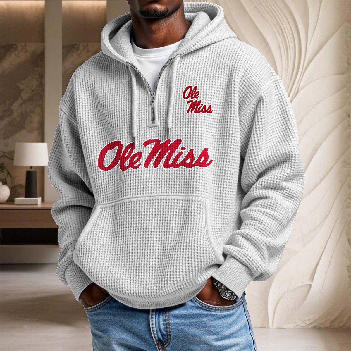 Ole Miss Rebels Waffelstrick-Hoodie – Bild 3