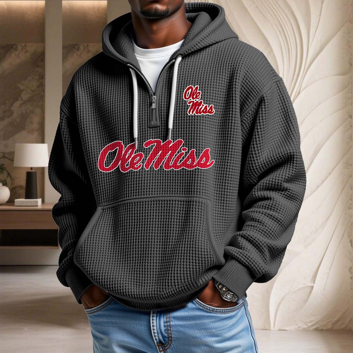 Ole Miss Rebels Waffelstrick-Hoodie – Bild 2