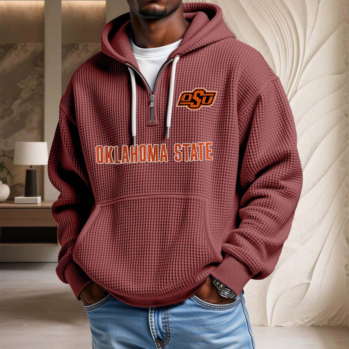 Oklahoma State Cowboys Waffelstrick-Hoodie – Bild 4