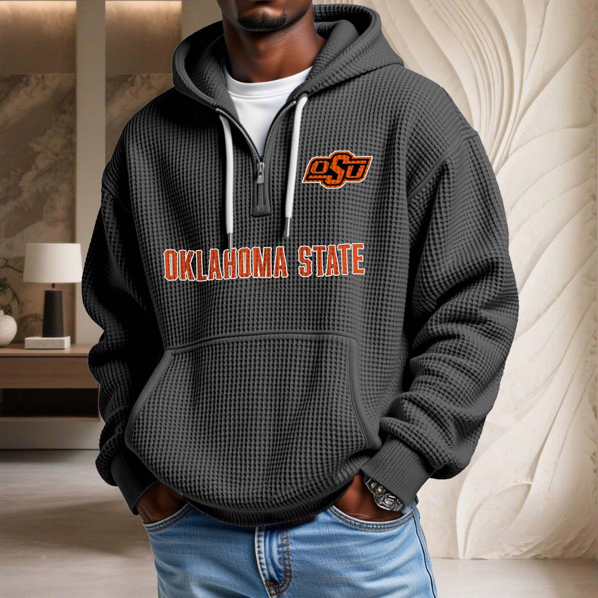 Oklahoma State Cowboys Waffelstrick-Hoodie – Bild 3