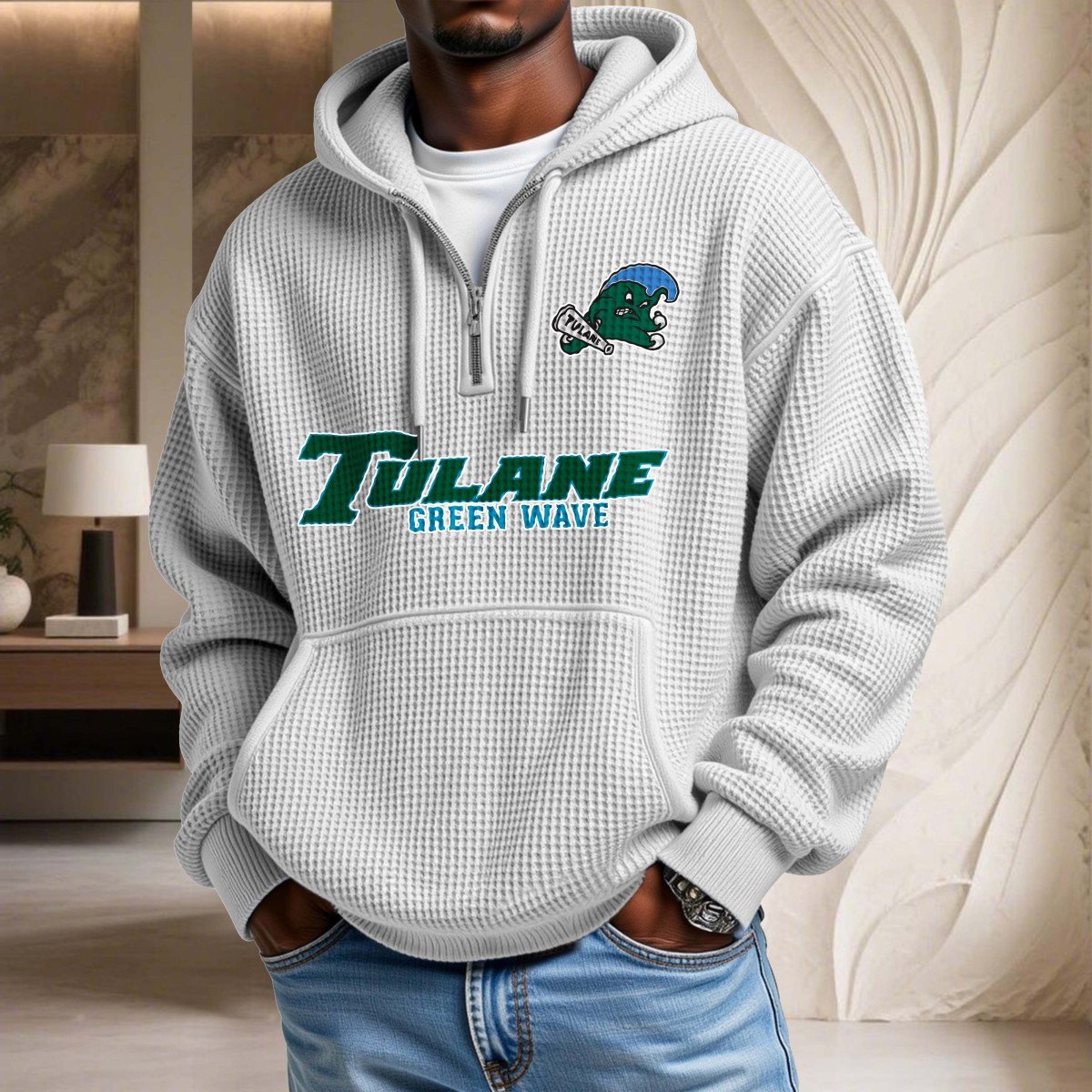 Tulane Green Wave Waffelstrick-Hoodie – Bild 3