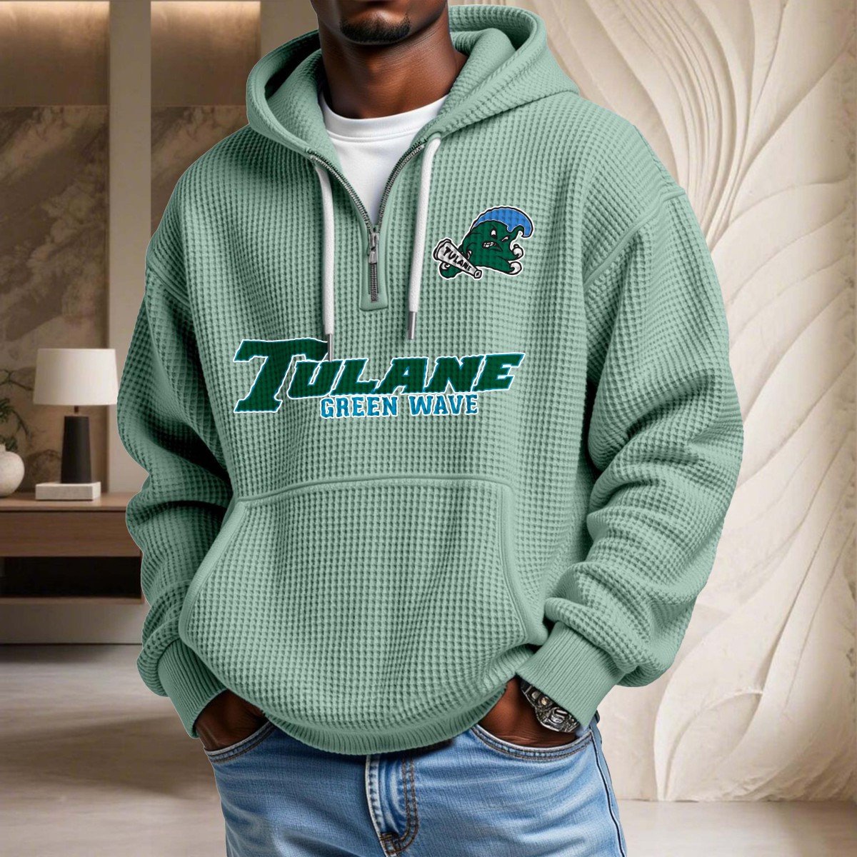 Tulane Green Wave Waffelstrick-Hoodie – Bild 9