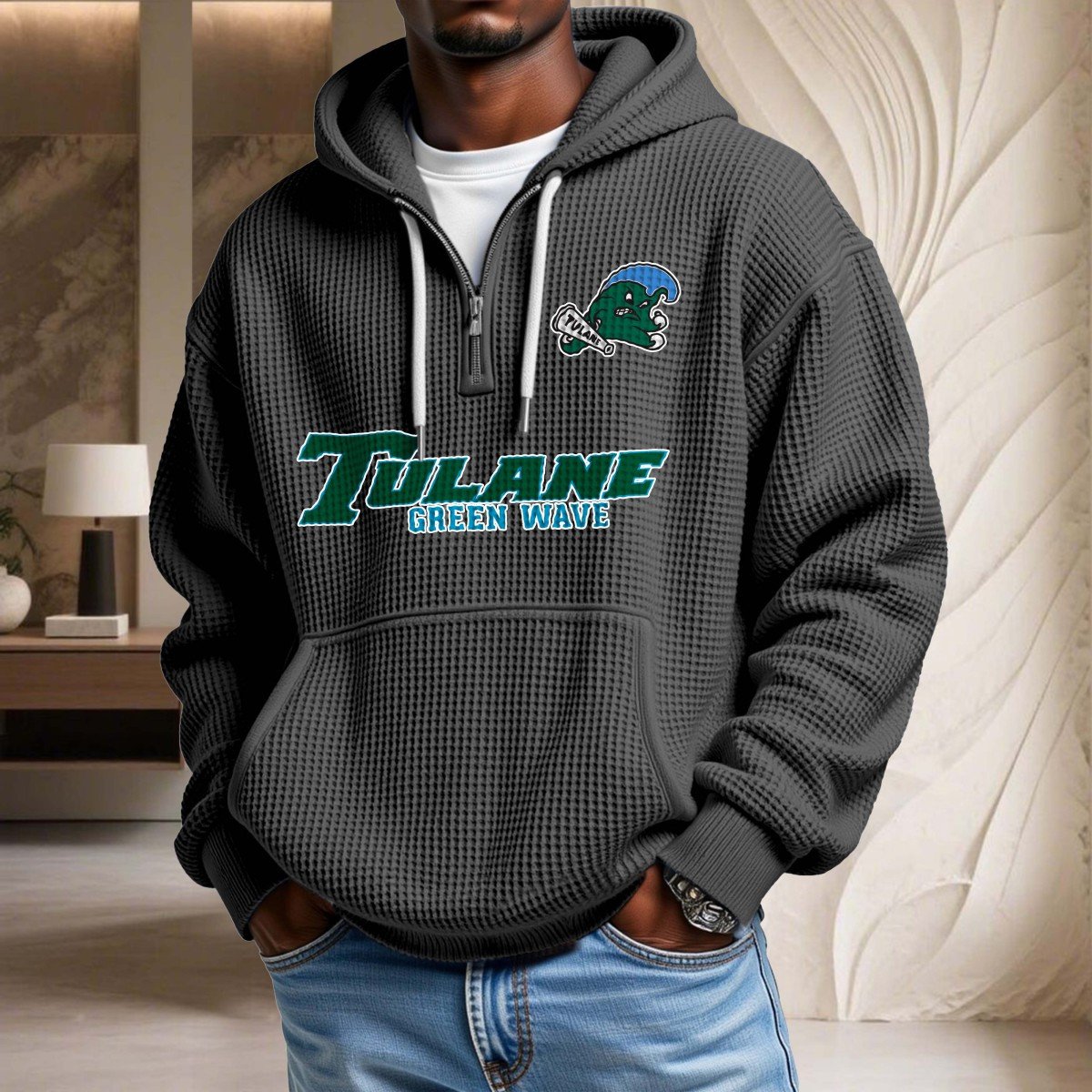 Tulane Green Wave Waffelstrick-Hoodie – Bild 2