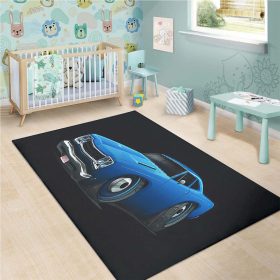 1969 Plymouth Roadrunner Blue Car Art Teppich