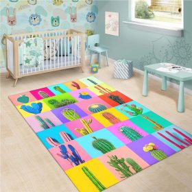 Colorful Cactus Rectangle Teppich