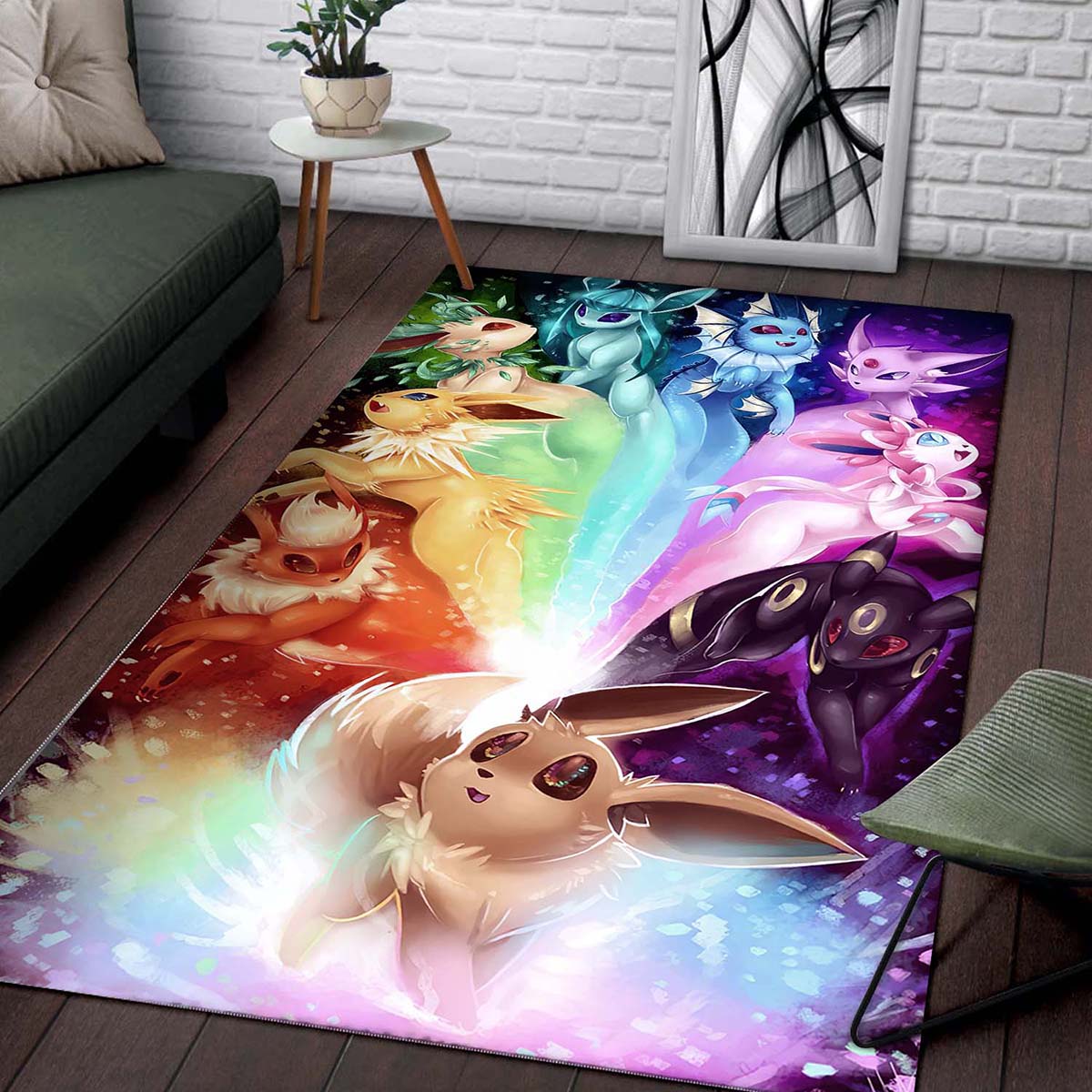 Cute Monster Pokemon Anime Rainbow Light Christmas Teppich – Bild 2