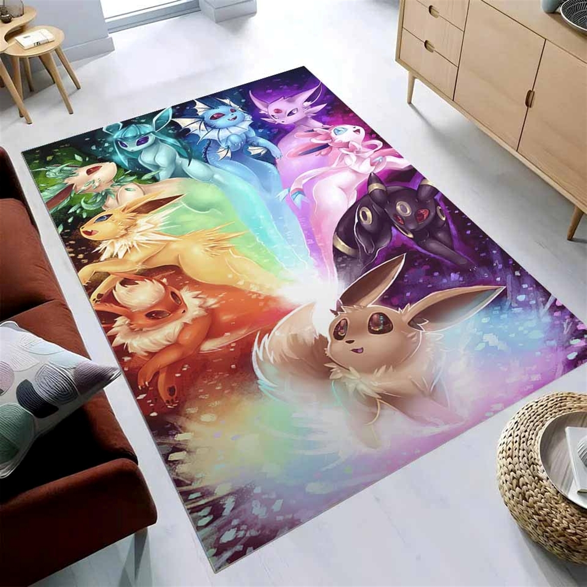 Cute Monster Pokemon Anime Rainbow Light Christmas Teppich – Bild 3