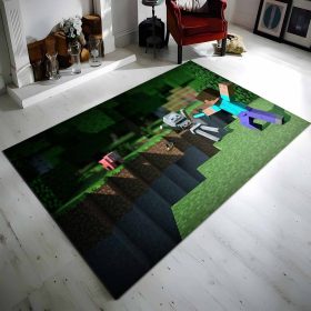 Minecraft Steve Kampf Gegen Den Feind Teppich