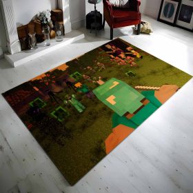 Minecraft Steve Kmpft Gegen Feindliche Krfte Teppich