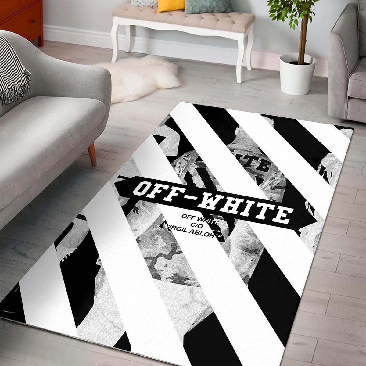 Off White Pattern Teppich – Bild 3